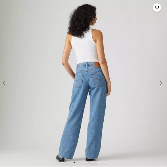 Levi's Baggy Dad Women's Jeans Mid Rise Straight Leg Finished Hem | Blue ] 24x30 - Picture 3 of 15